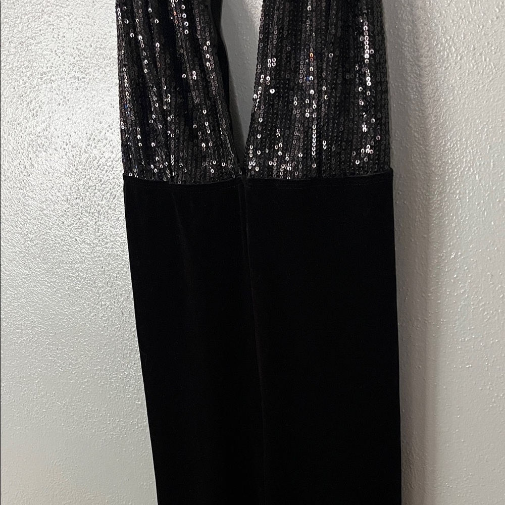 Bozzolo Black Sequin Velvet Halter Jumpsuit - Picture 5 of 14